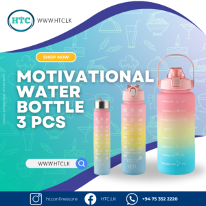 Motivational Water Bottle Set of 3 Pcs Time Marker with Straw