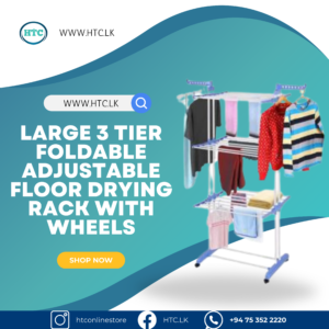 Large 3 Tier Foldable Adjustable Floor Drying Rack With Wheels