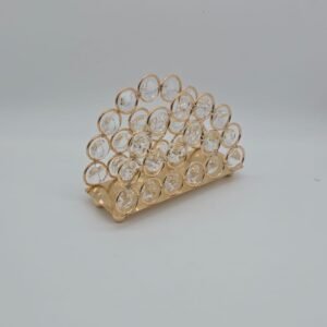 Oval Gold Tissue Holder – Gold-Plated Stainless Steel Frame with Metal Tray, Elegant 14cm Wide Organizer