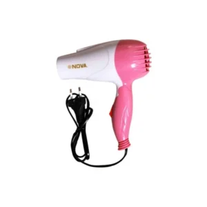 1000W Foldable Hair Dryer – Lightweight Travel-Friendly Blow Dryer with Styling Nozzle