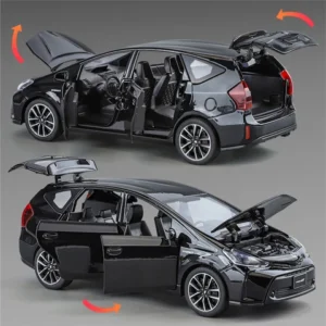 1:32 Toyota Prius SUV Alloy Vehicles Diecast Metal Miniature Scale Car Model Sound＆LIght Collection