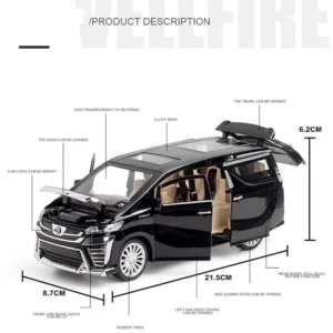 1:24 Toyota VELLFIRE MPV Alloy Car Model Diecast Toy Vehicles Sound Light