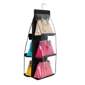 6-Pocket Hanging Handbag Organizer – Foldable Closet Storage Rack for Purses & Bags